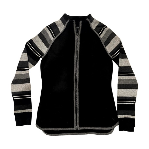 Smartwool Sweaters - Smartwool Black Grey Dacono Ski Full Zip Stripe Merino Wool Sweater Size Small